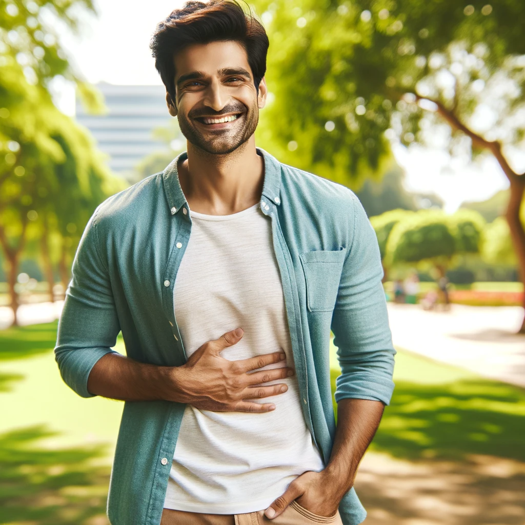 Indian man in park happy